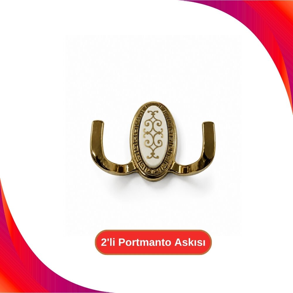 İkili Portmanto Askısı Altın - 6 cm