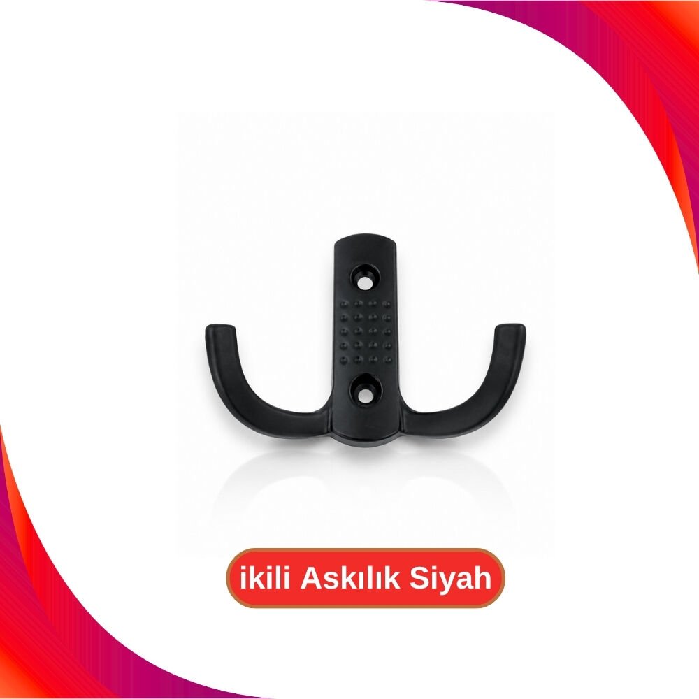 İkili Askılık Siyah - 6 cm
