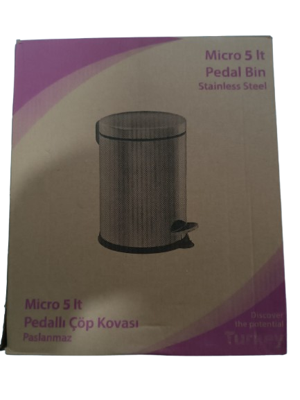 Mikro Pedallı Çelik Çöp Kovası 5 Litre