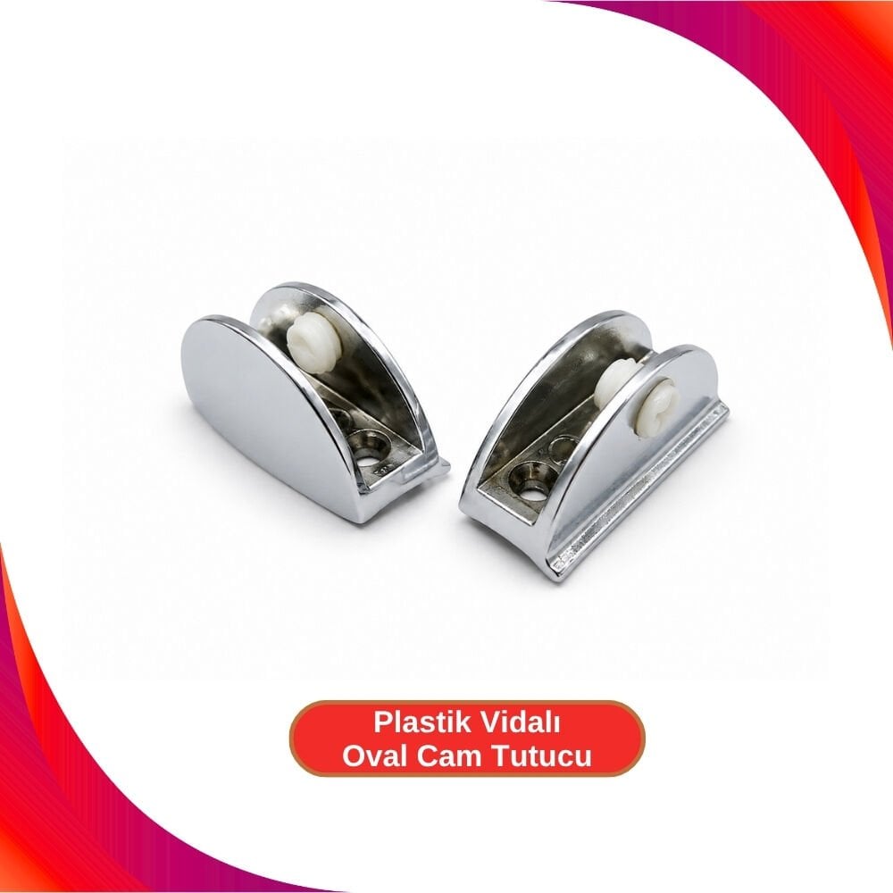 Etejer Cam Tutucu Oval - Plastik Vidalı