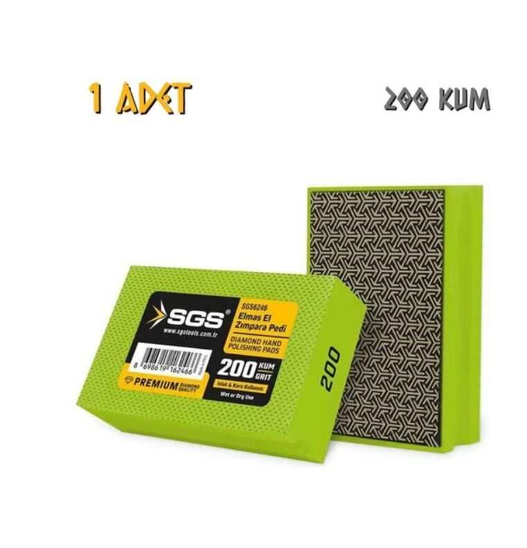 Sgs Islak ve Kuru Elmas El Zımpara Pedi - 200 Kum