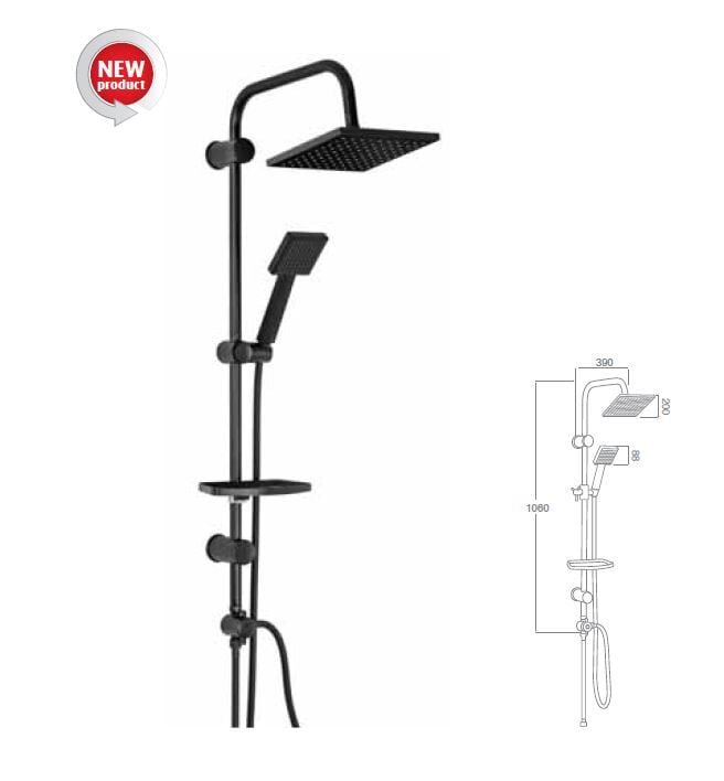 Mistillo MTS 123 Tower Duş Sistemi Siyah - Yağmur Duş Seti