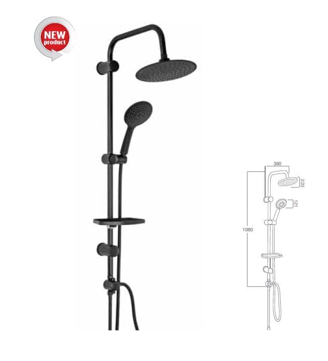 Mistillo MTS 124 Tower Duş Sistemi Siyah - Yağmur Duş Seti