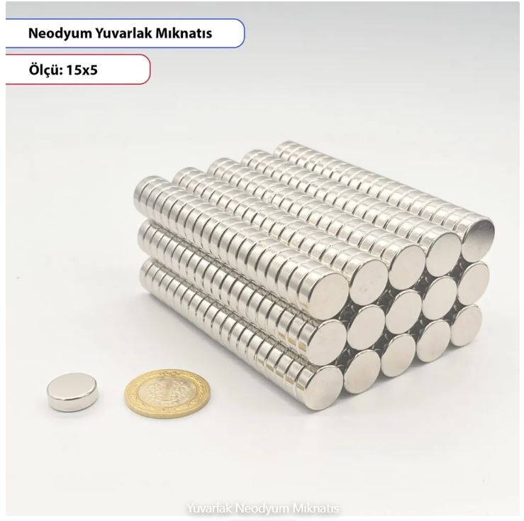 Neodyum Mıknatıs Yuvarlak 15x5mm