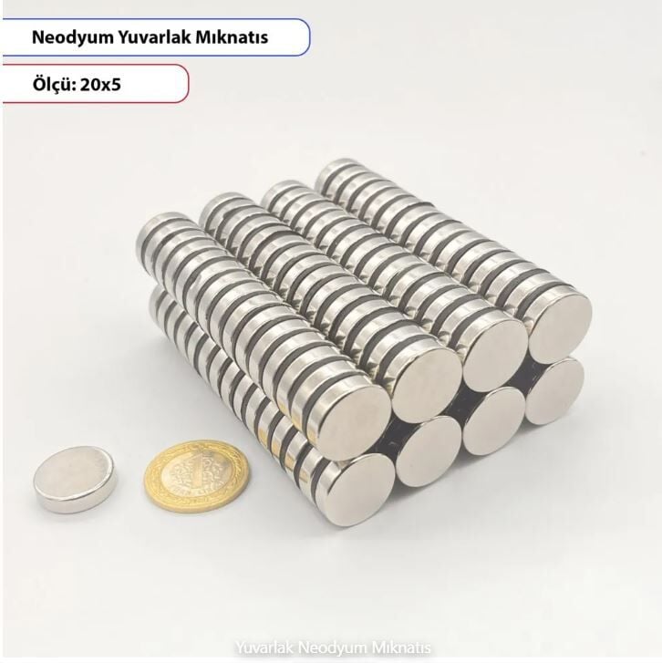 Neodyum Mıknatıs Yuvarlak 20x5mm