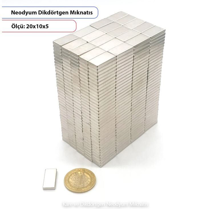 Neodyum Mıknatıs Dikdörtgen 20x10x5mm