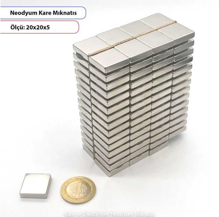 Neodyum Mıknatıs Kare 20x20x5mm