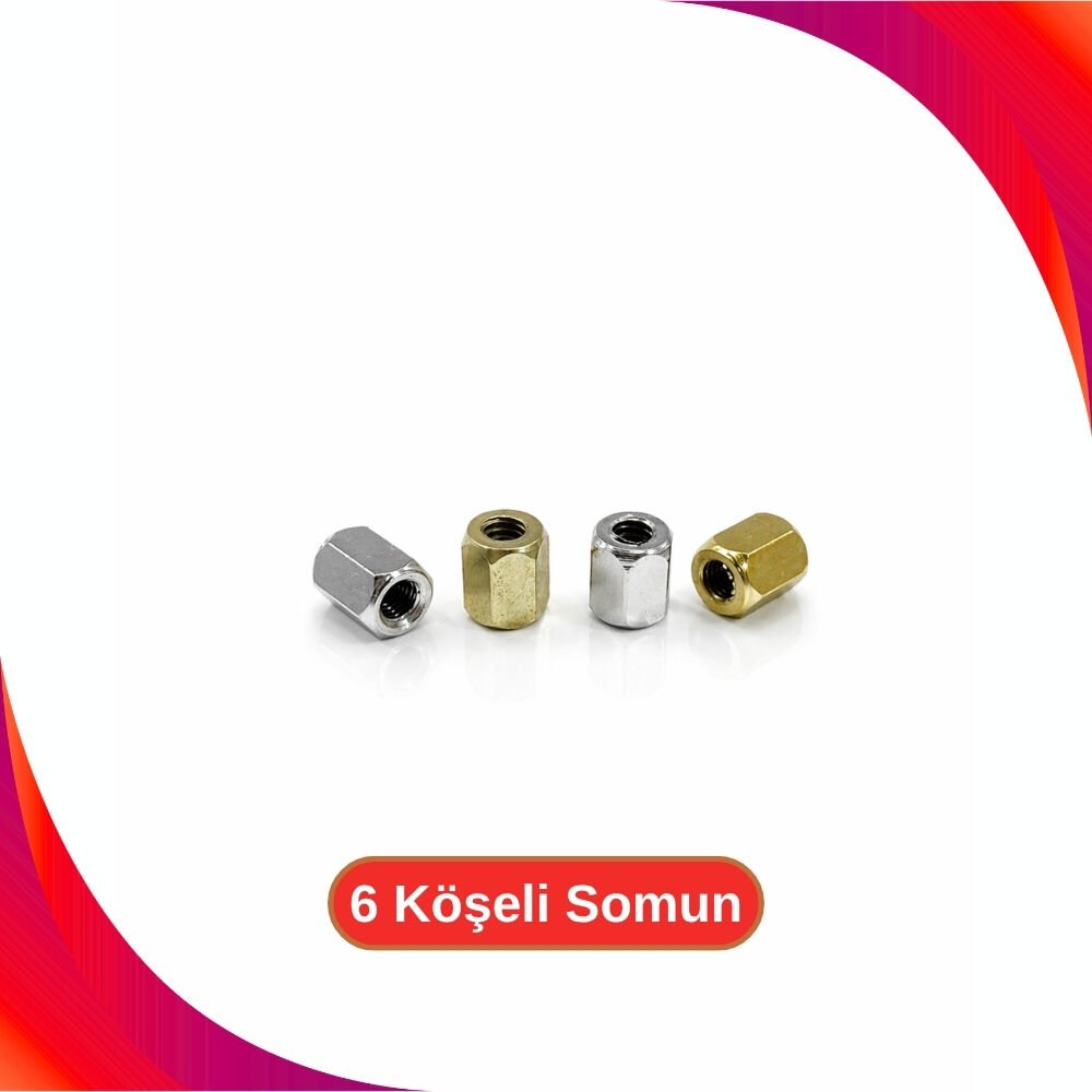 6 Köşe Somun- Metal -Sarı