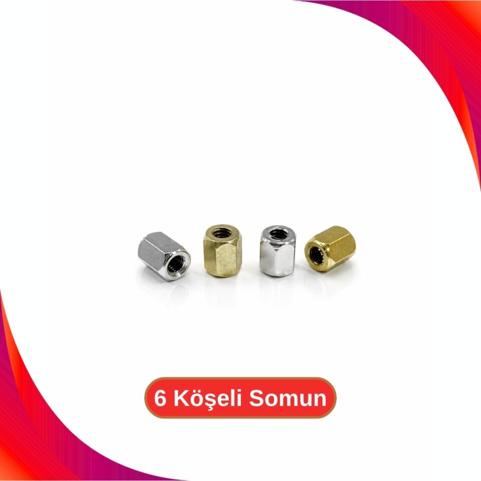6 Köşe Somun- Metal -Sarı