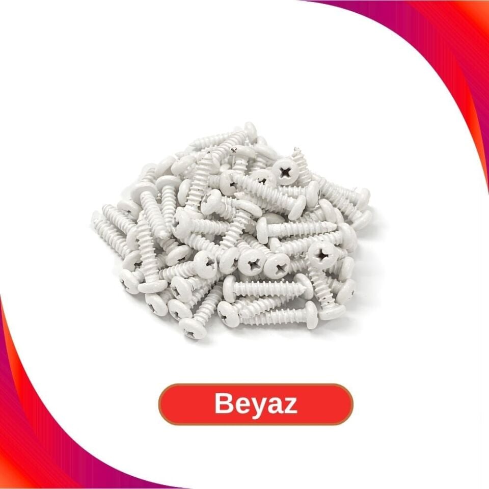 2.9x13mm Renkli Sac Vidası - Beyaz