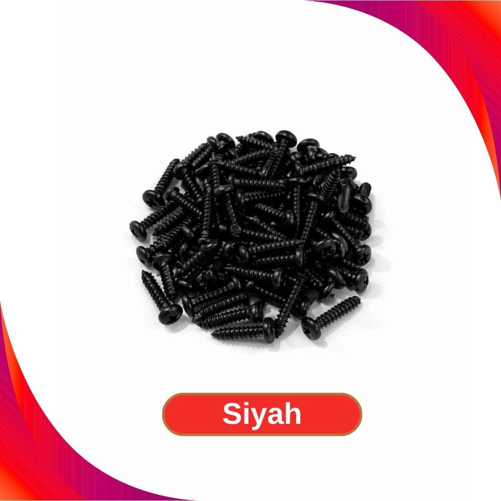 2.9x13mm Renkli Saç Vidası - Siyah