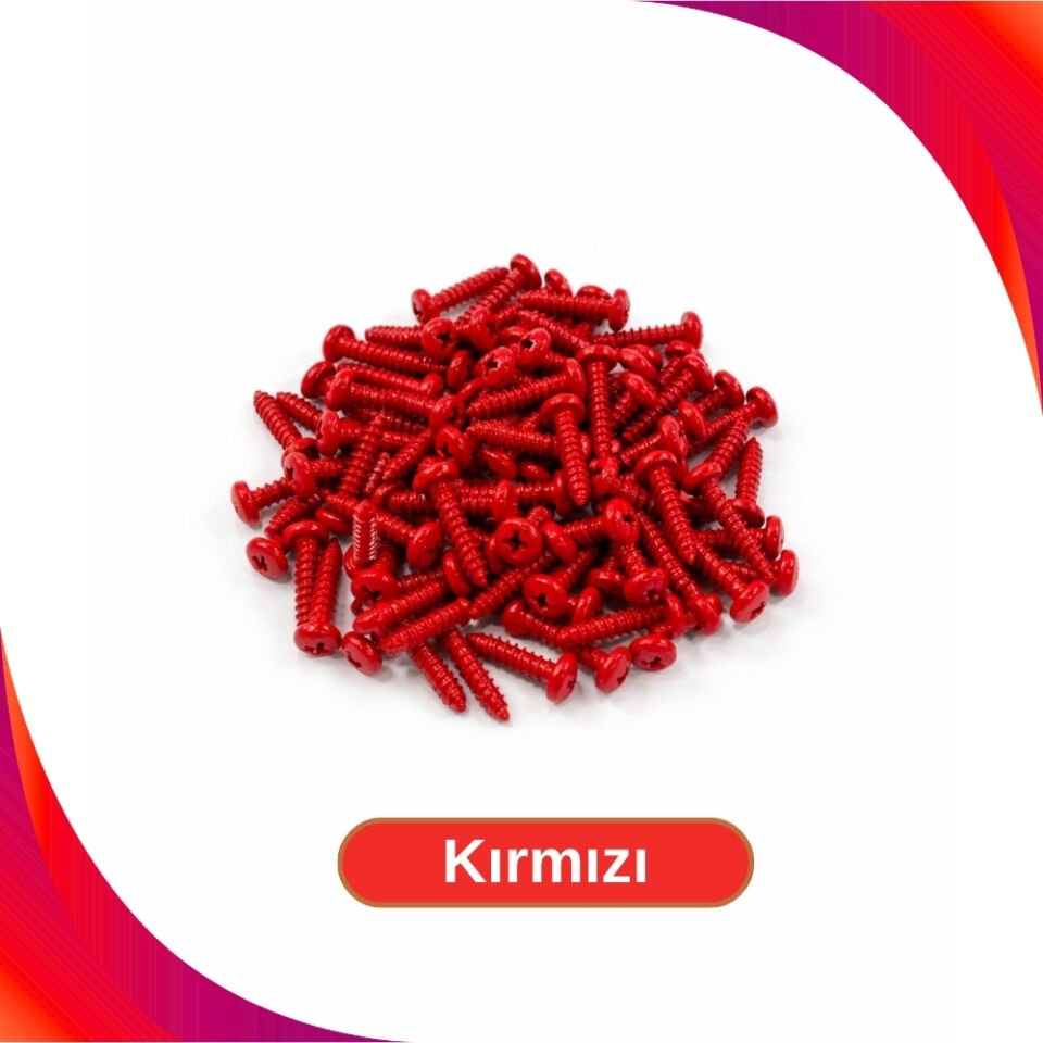 2.9x13mm Renkli Sac Vidası - Kırmızı