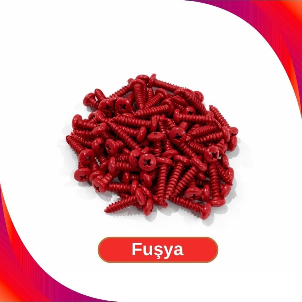 2.9x13mm Renkli Sac Vidası - Fuşya