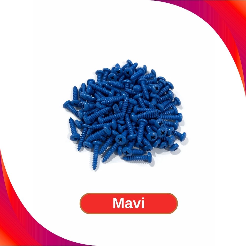 2.9x13mm Renkli Sac Vidası - Mavi