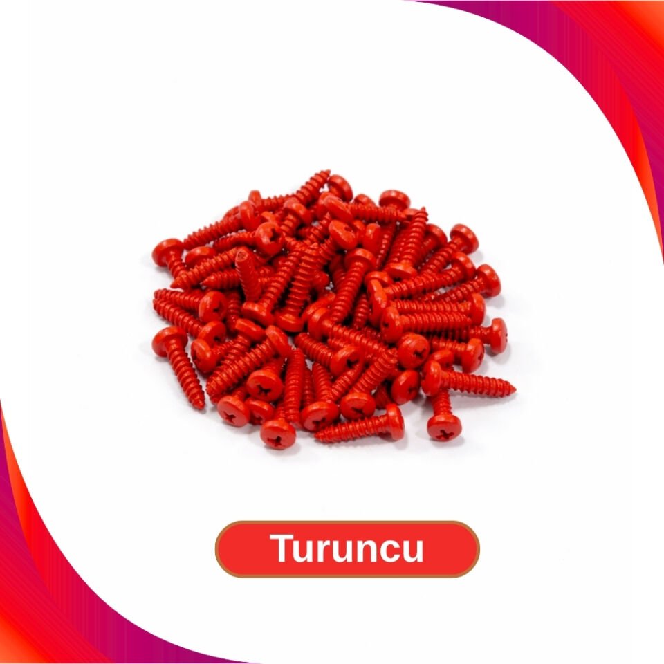 2.9x13mm Renkli Sac Vidası - Turuncu