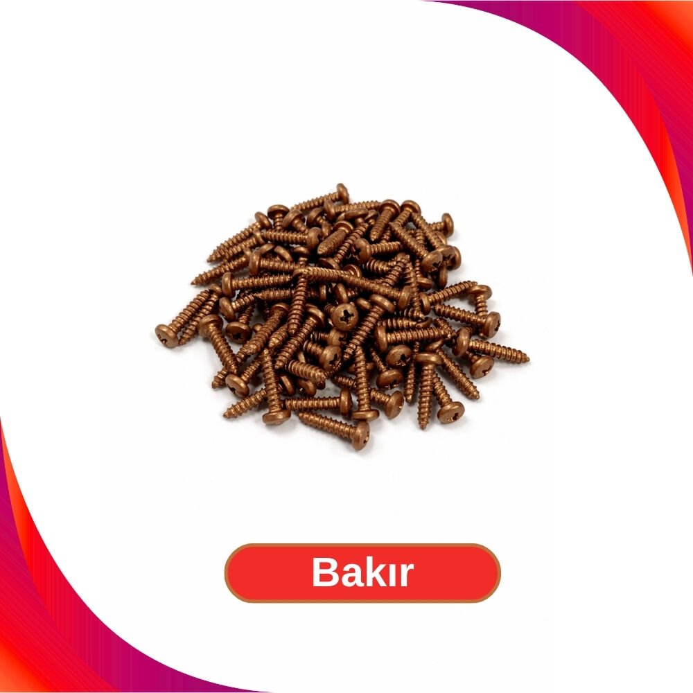 2.9x13mm Renkli Sac Vidası - Bakır