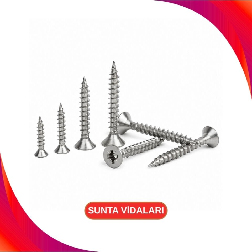 Sunta Vidası Çinko Kaplı 4x30mm - 3,5x50mm