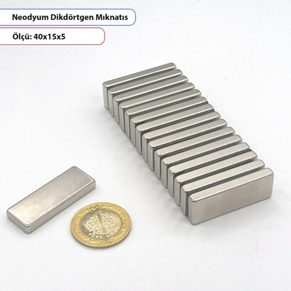 Neodyum Mıknatıs Dikdörtgen 40x15x5mm