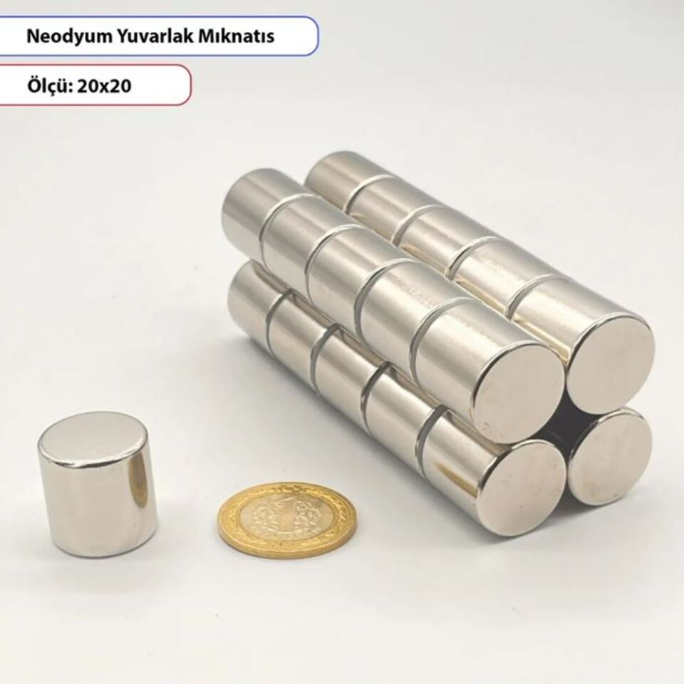 Neodyum Silindir Mıknatıs 20X20 mm
