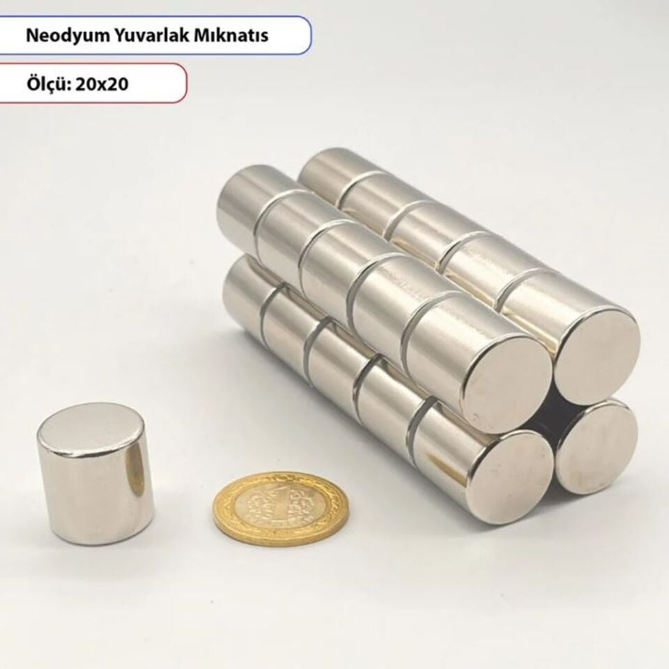 Neodyum Silindir Mıknatıs 20X20 mm