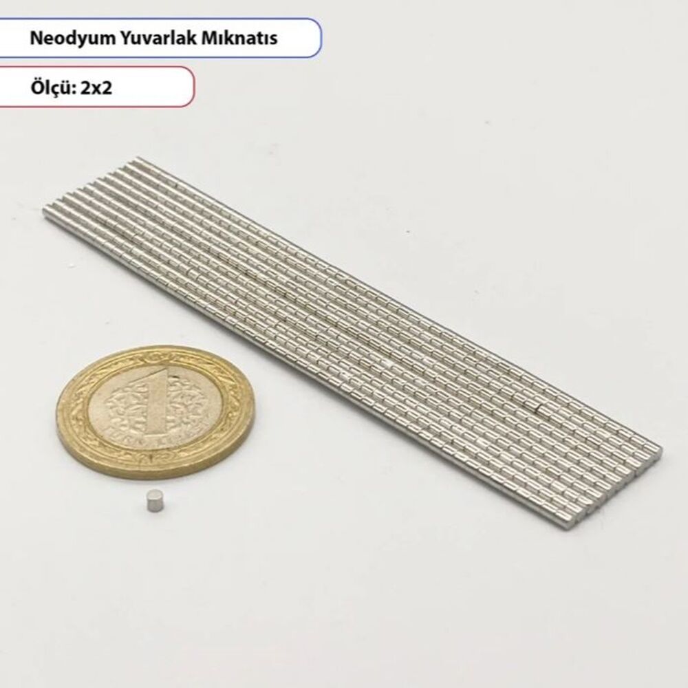 Neodyum Silindir Mıknatıs 2X2 mm - 10 Adet