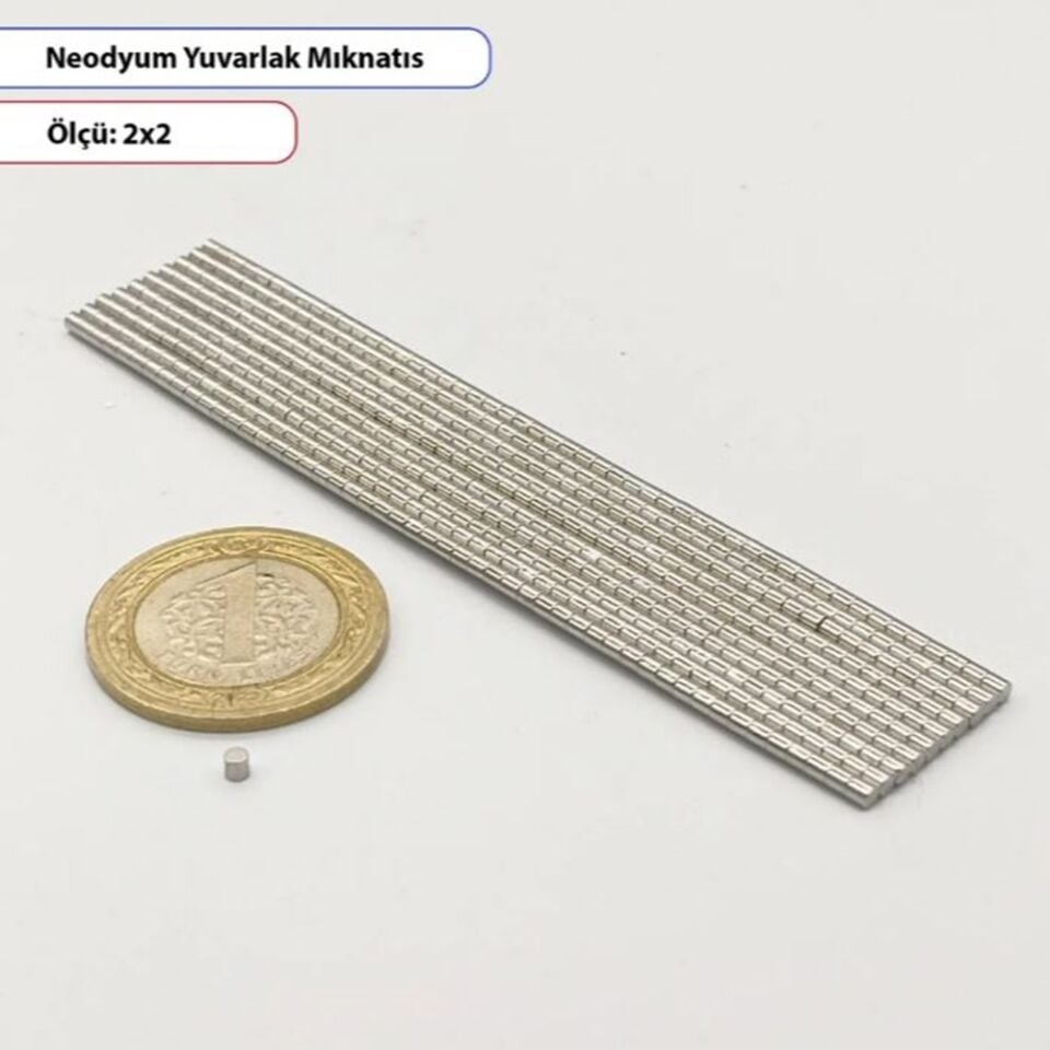 Neodyum Silindir Mıknatıs 2X2 mm - 10 Adet