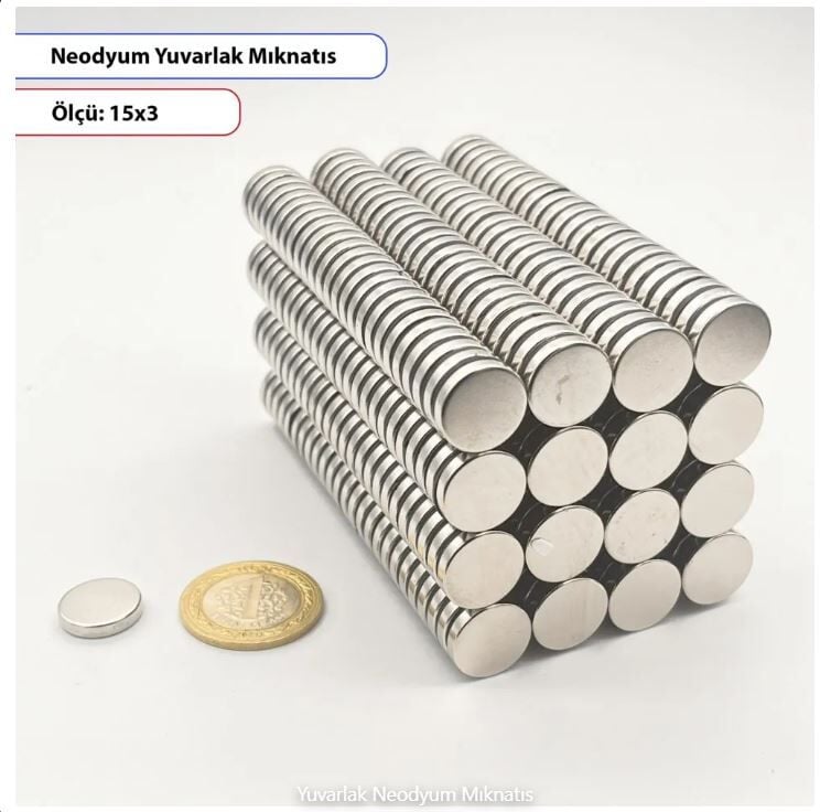 Neodyum Mıknatıs Yuvarlak 15x3 mm