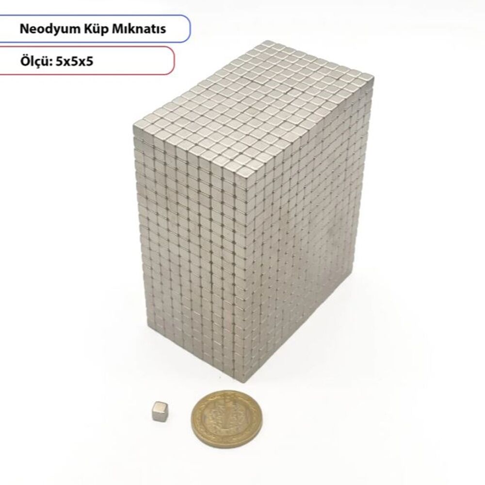 Neodyum Küp Mıknatıs – 5X5X5 mm -10lu