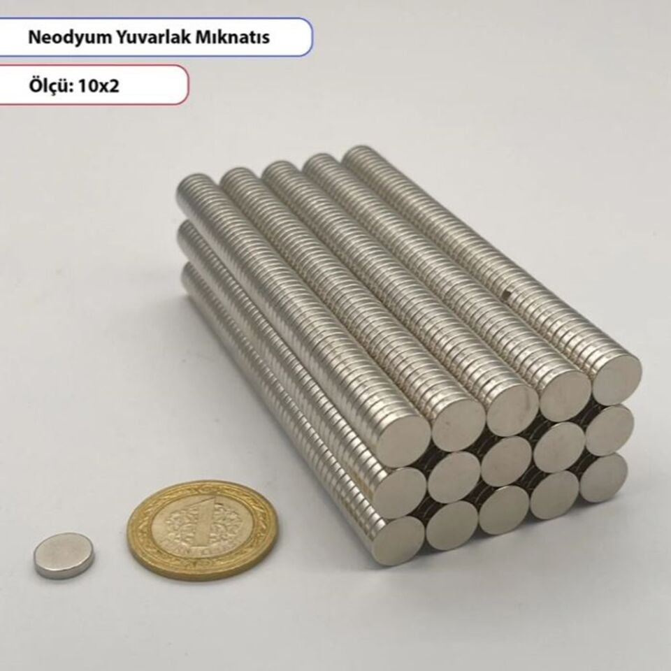 Neodyum Mıknatıs Yuvarlak 10X2mm - 10lu