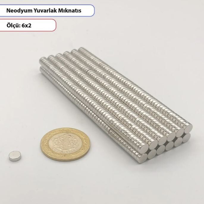 Neodyum Mıknatıs Yuvarlak 6X2MM -10lu