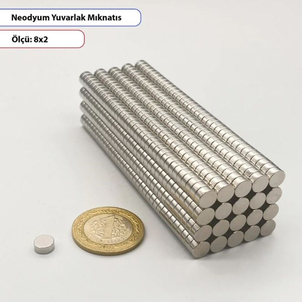 Neodyum Mıknatıs Yuvarlak 8X2MM -10lu