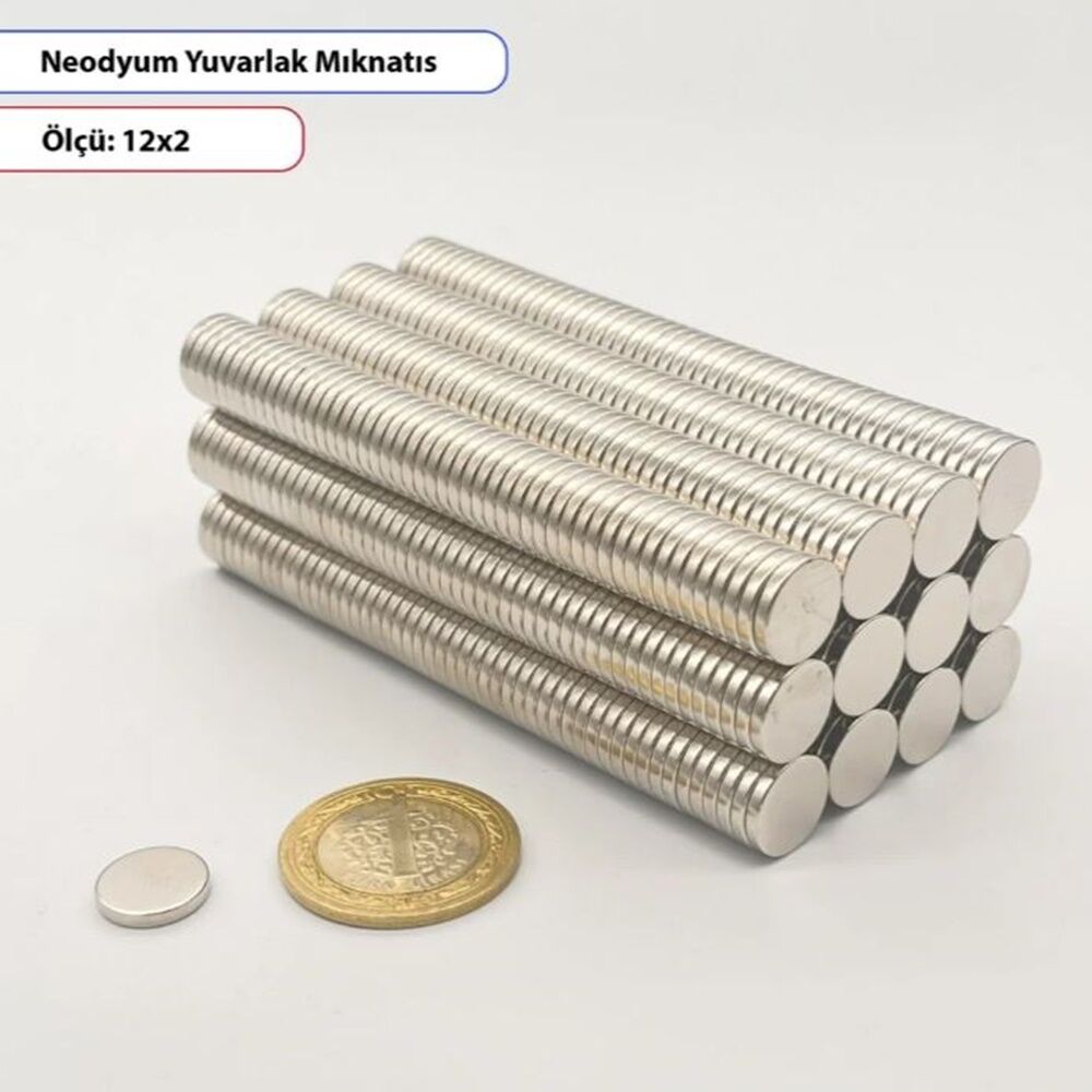Neodyum Mıknatıs Yuvarlak 12X2mm -10lu