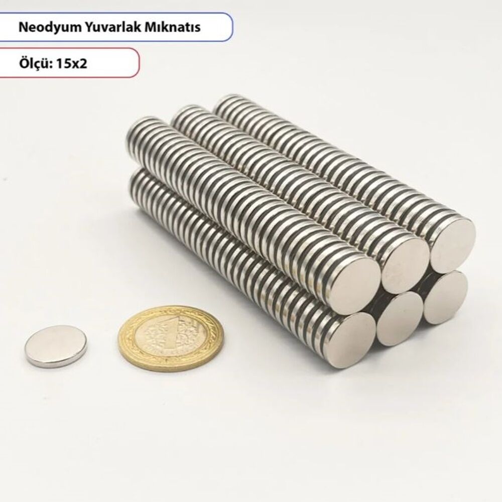 Neodyum Mıknatıs Yuvarlak 15X2mm -10lu