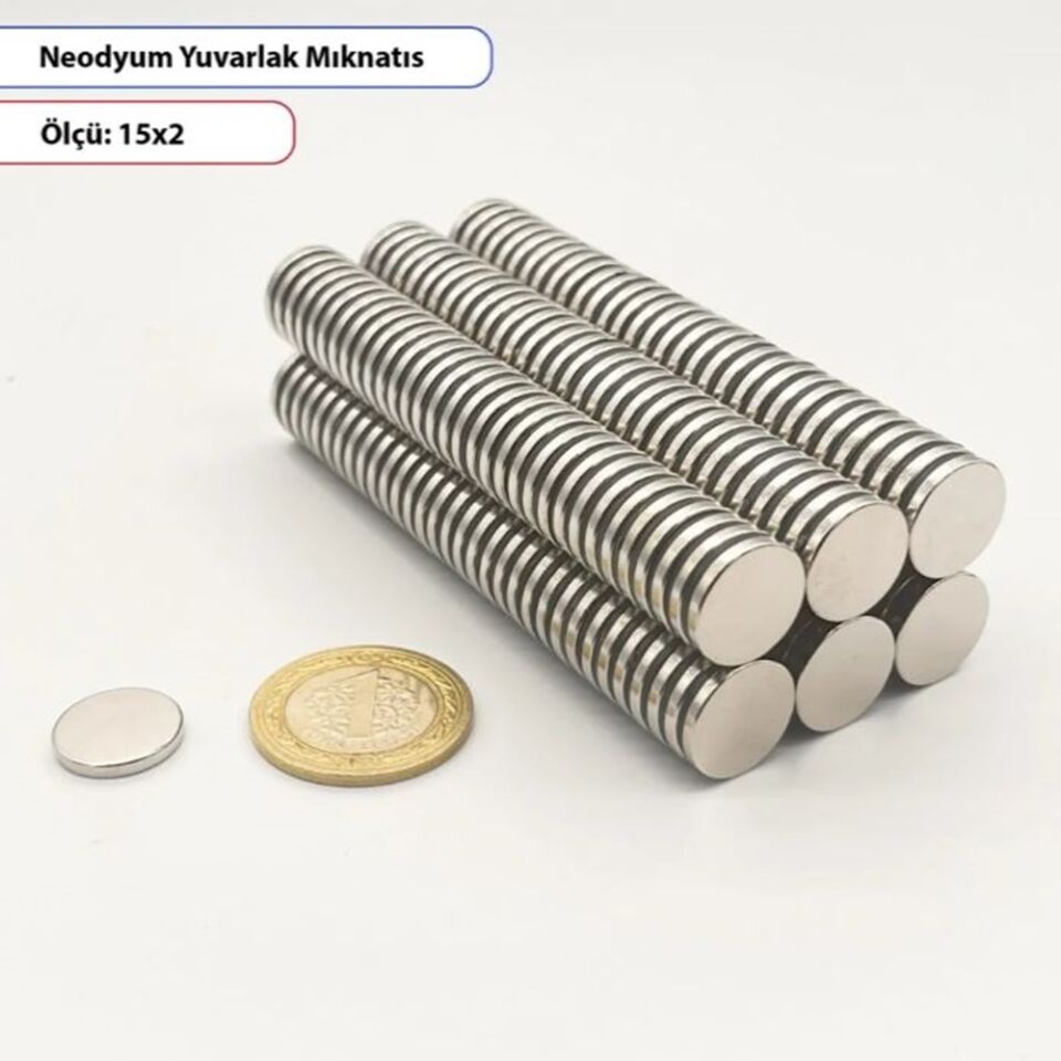 Neodyum Mıknatıs Yuvarlak 15X2mm -10lu