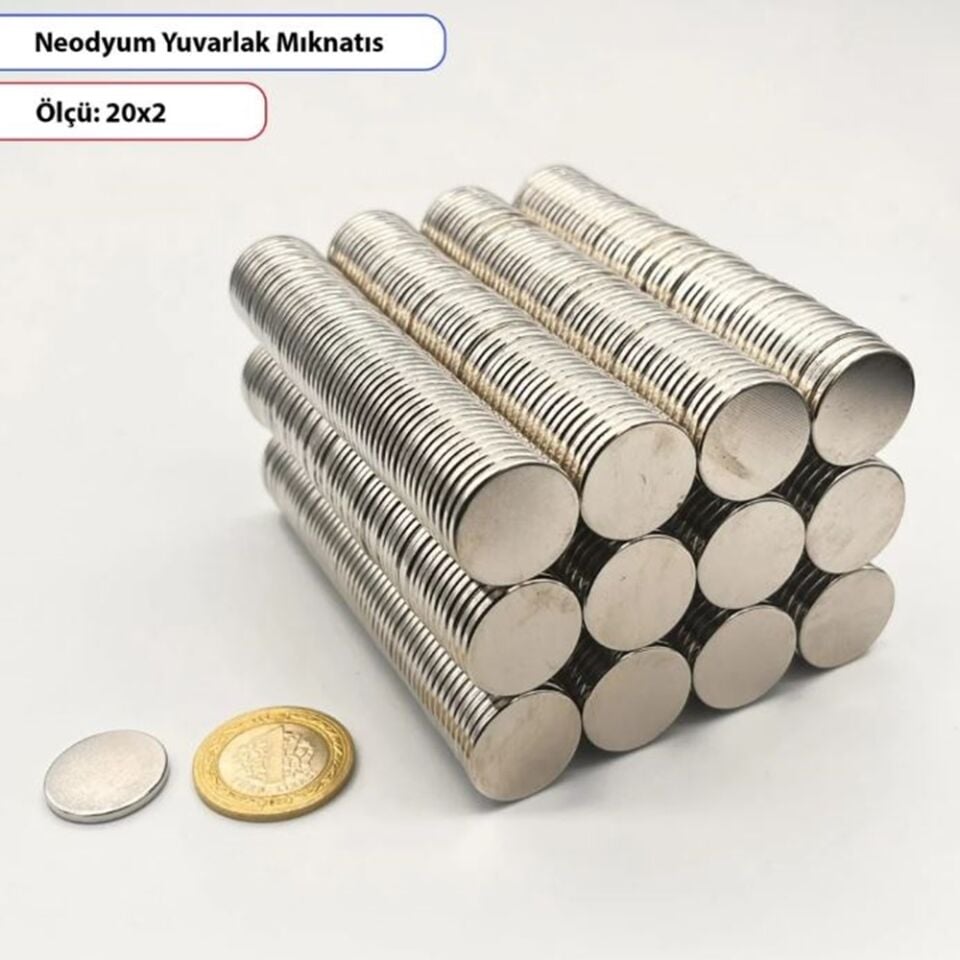 Neodyum Mıknatıs Yuvarlak 20X2 mm – 10lu