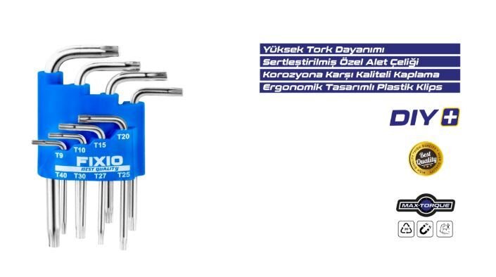 Fixio Kısa Tork Alyan Anahtar Seti 8 Prç - FX4008