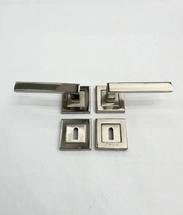 Kare Rozetli Oda Kapı Kolu - Nikel Inox - No:10