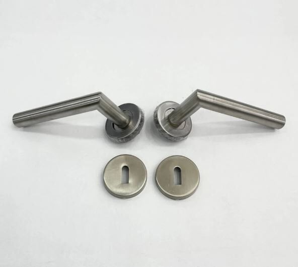 Daire Rozetli Oda Kapı Kolu - Paslanmaz inox No: 12